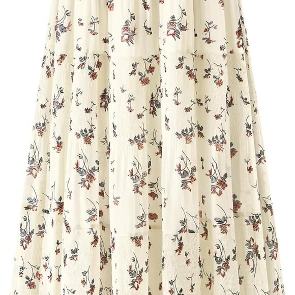 Maxi Skirts for Women Pleated Long Flowy Chiffon Elastic Waist Tiered A Line Ski - Picture 1 of 7